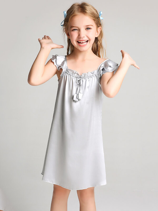 19 Momme Sweet Ruffled Silk Dress for Girls